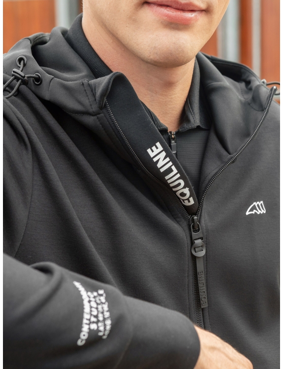 Pull Technique Noir A Fermeture Eclair Pour Hommes Avec Capuche Vetements d equitation Homme SS23 Collection