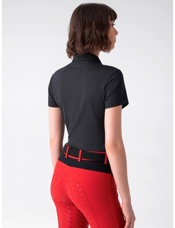 POLO TECNICA NERA CON MEZZA ZIP DA DONNA
