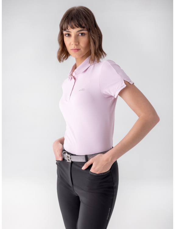 POLO ROSE AVEC DETAILS ARGENTES POUR FEMMES