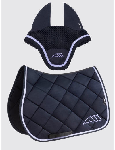 EQCHROMA - Blue rombo saddle  pad and earnet set