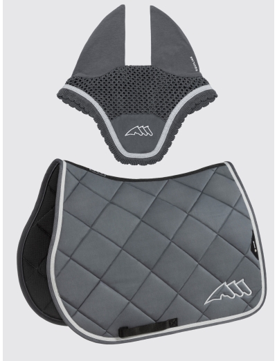 EQCHROMA - Gray rombo saddle  pad and earnet kit
