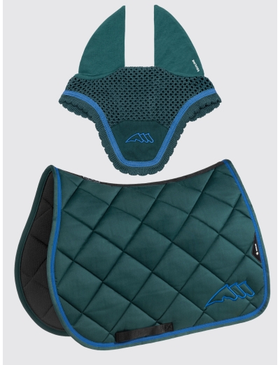 EQCHROMA - Green rombo saddle  pad and earnet kit