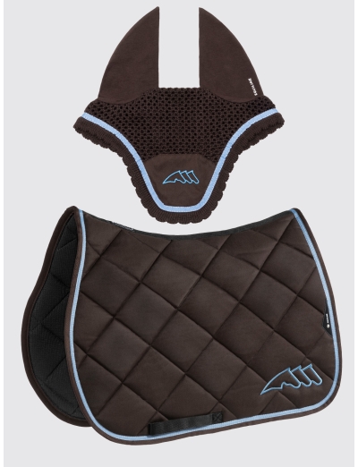 EQCHROMA - Brown rombo saddle  pad and earnet kit