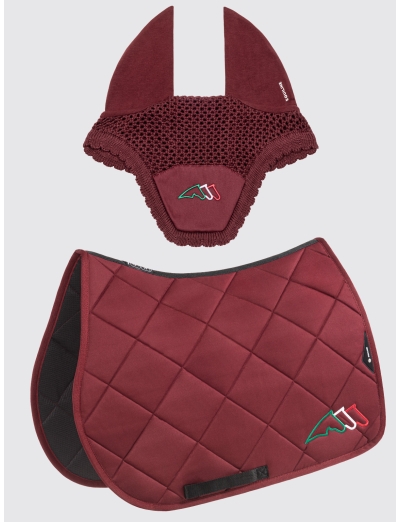 EQTRICOLORE - Bordeaux rombo saddle pad and earnet kit with tricolor logo