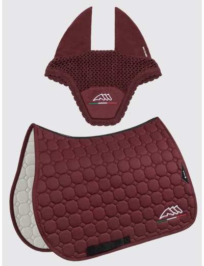 EQFLAGGY - Set tapis de selle et bonnet bordeaux avec drapeau italien