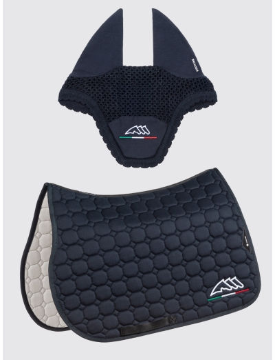 EQFLAGGY PONY - White octagon saddle pad and earnet kit with Italian flag