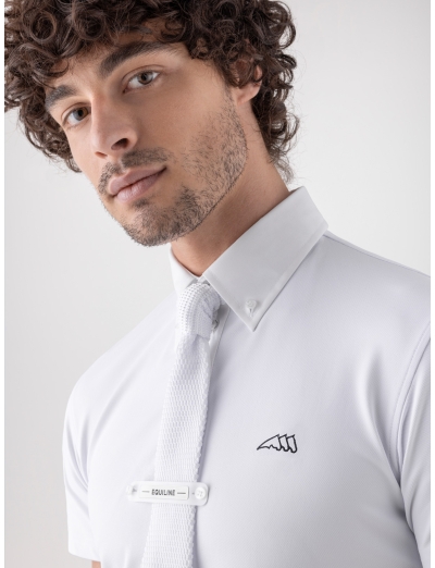 NIAM - White men’s competition polo short sleeves with black logo