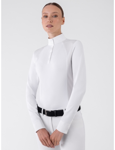 GHITAK – Weißes Turnierpoloshirt für Damen mit langen Ärmeln