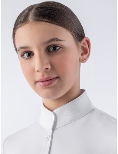JUPITERK – Polo blanc de compétition pour fille à manches courtes