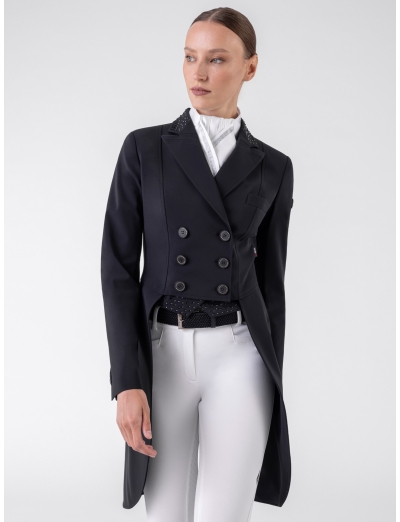 MARILYN – Black women's tailored competition tailcoat with rhinestones
