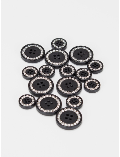 TAILCOAT'S BUTTONS KIT   BLACK W/CRYSTAL RHINESTONE