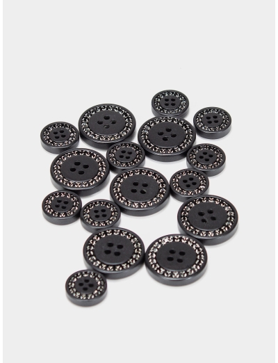TAILCOAT'S BUTTONS KIT   BLACK W/BLACK RHINESTONE