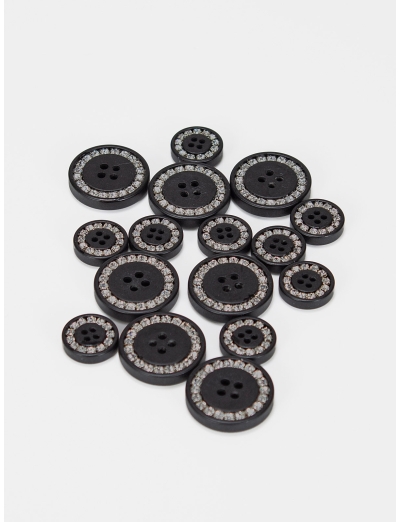 KIT BOUTONS FRAC NOIR A STRASS GRIS