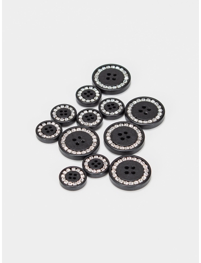 COMPETITION JACKET'S BUTTONS KIT   BLACK W/CRYSTAL RHINESTONE