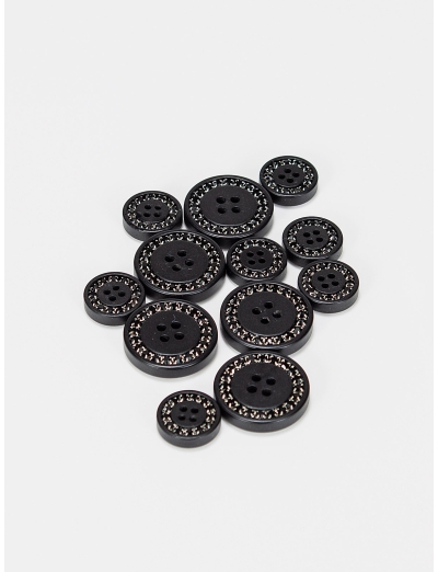 KIT BOUTONS DE VESTE DE CONCOURS NOIR AVEC STRASS NOIR