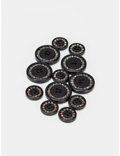 KIT BOUTONS VESTE DE CONCOURS NOIR STRASS GRIS