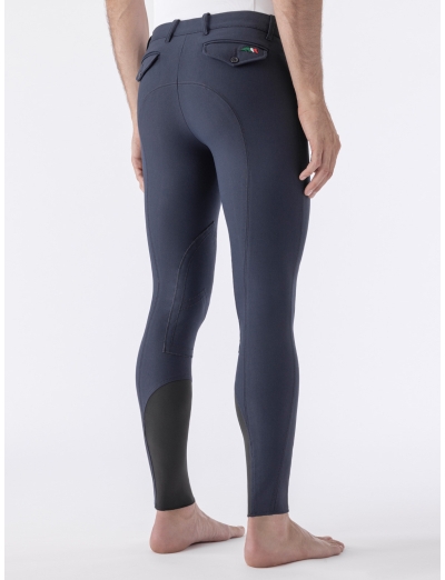 GRAFTON - Pantaloni uomo blu con patch e logo tricolore