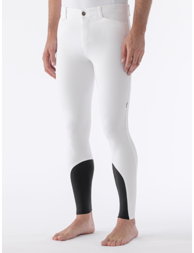 WILLOW - Pantaloni da uomo bianchi con grip ginocchio e tasca con zip