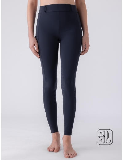 LEGGINGS EQUITAZIONE BLU DA DONNA CON MICRO-PILE E FULL GRIP