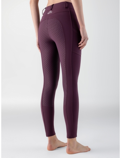 Legging d'équitation prune  femme full grip