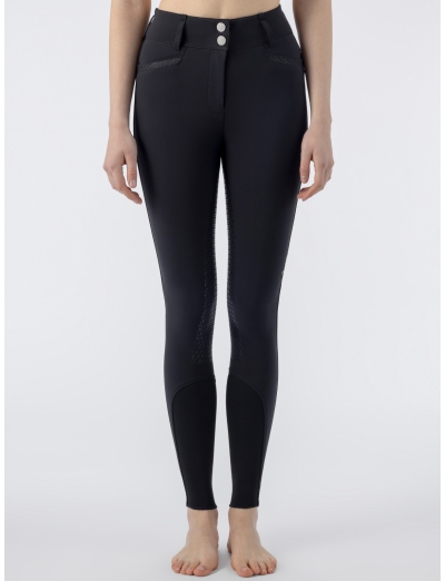 CRYSTALEF - High-waisted black full grip breeches for women
