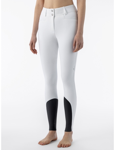CRYSTALEK - High-waisted white knee grip breeches for women