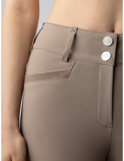 CRYSTALEK - High-waisted taupe knee grip breeches for women