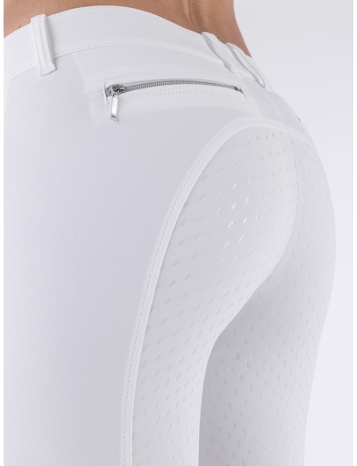 CEDAR – White women’s full grip breeches with zipped pocket
