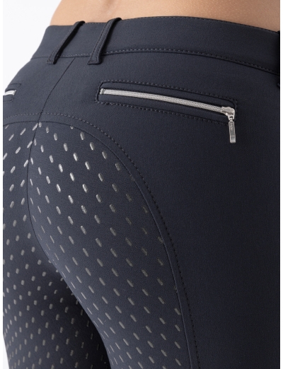 CEDAR – Blue women’s full grip breeches with zipped pocket