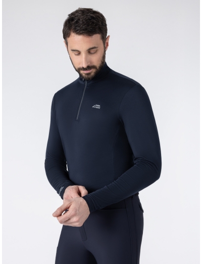 Second Skin blu con mezza zip anti UV da uomo