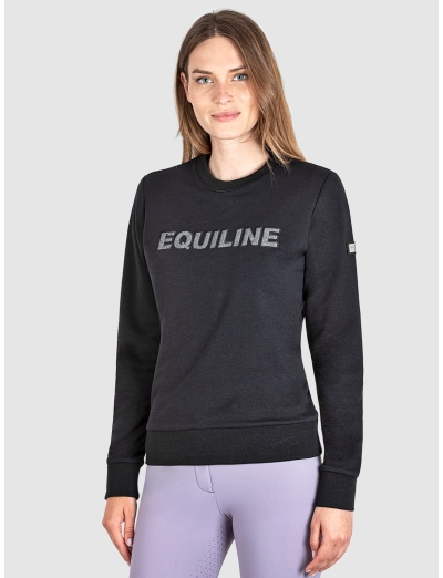 BLACK WOMEN’S CREWNECK SWEATSHIRT WITH LUREX LOGO