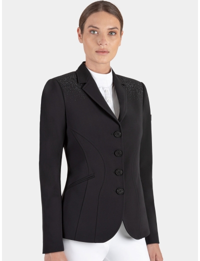 BLACK WOMEN'S COMPETITION JACKET WITH MICROSTUDS CASCADE