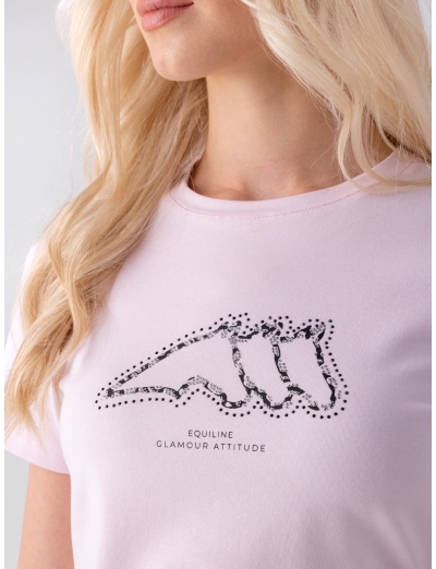 PINK WOMEN'S T-SHIRT WITH RHINESTONES LOGO