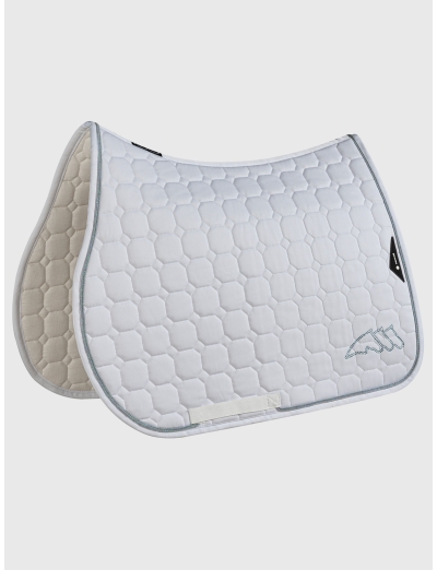 Sottosella octagon bianco con logo strass acquamarina