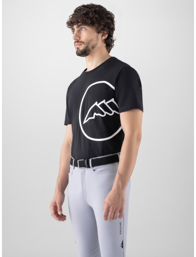 T-shirt nera da uomo con maxi-logo stampato