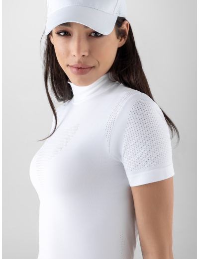 Polo de compétition blanc sans coutures pour femme
