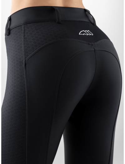 Pantaloni neri coreflex da donna a vita alta con grip ginocchio