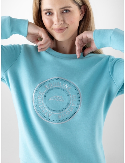 Tibetan stone damensweatshirt mit rundhalsausschnitt und strass