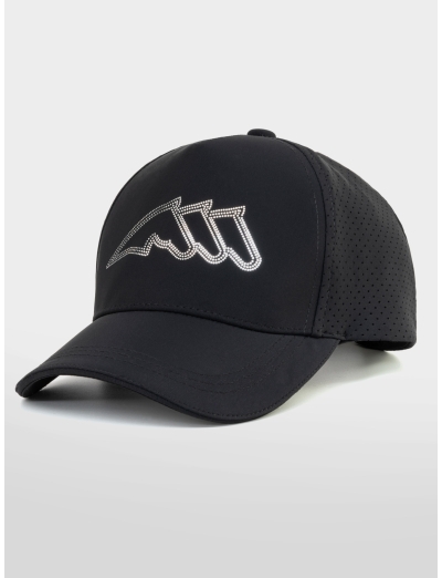 Black baseball cap with flat microstuds logo
