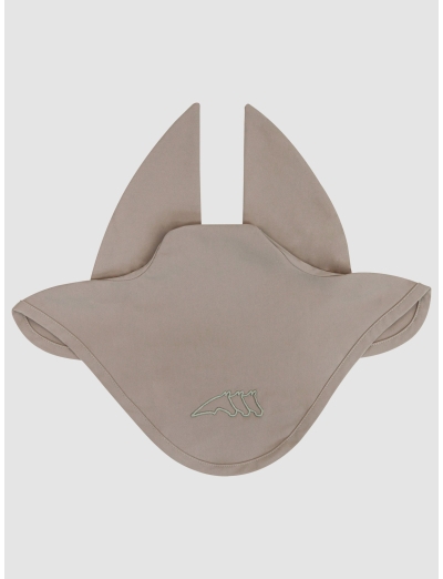 TAUPE TECH EARNET WITH EMBROIDERED LOGO