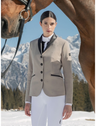 TAUPE WOMAN’S COMPETITION JACKET WITH RHINESTONES