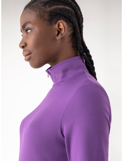 Violet women’s second skin half-zip with strass