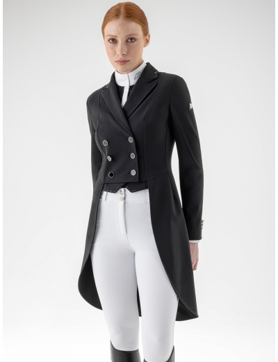 Black women’s competition tailcoat with strass
