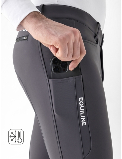 Pantaloni grigi con micro-pile e grip al ginocchio da uomo