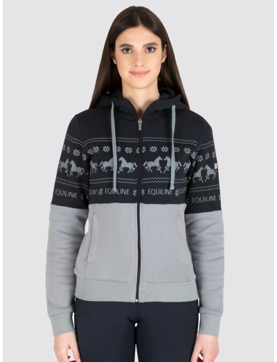 WOMEN'S CHRISTMAS SWEATSHIRT WITH HOOD GRAY