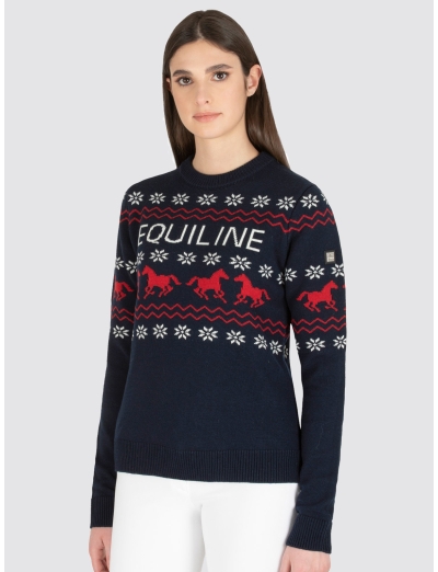 WOMEN'S EQUILINE CHRISTMAS JUMPER BLUE