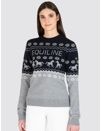 WOMEN'S EQUILINE CHRISTMAS JUMPER GRAY