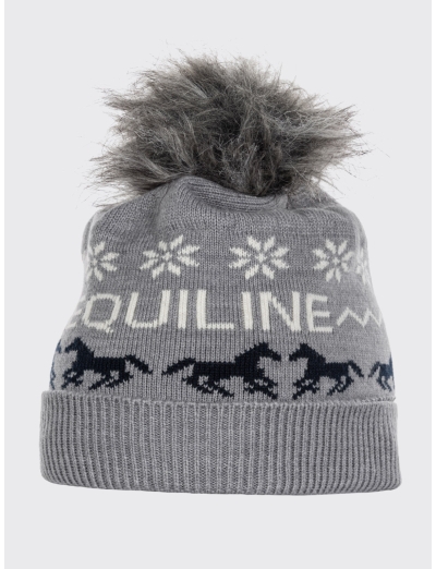 BONNET EN TRICOT AVEC POMPON GRIS