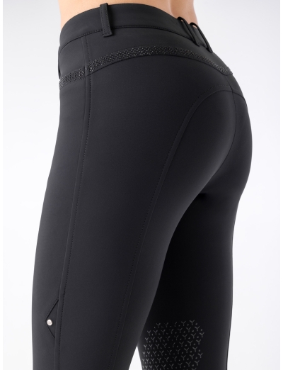 BLACK WOMEN’S KNEE GRIP BREECHES WITH MICRO FLEECE