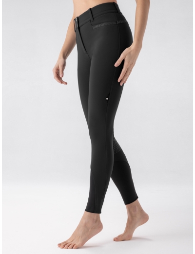 BLACK WOMEN’S HIGH WAIST FULL GRIP BREECHES WITH MICROFLEECE